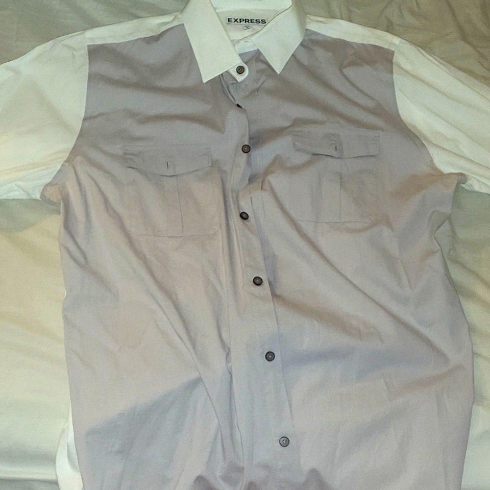 Express long sleeve grey/white extra slim fit